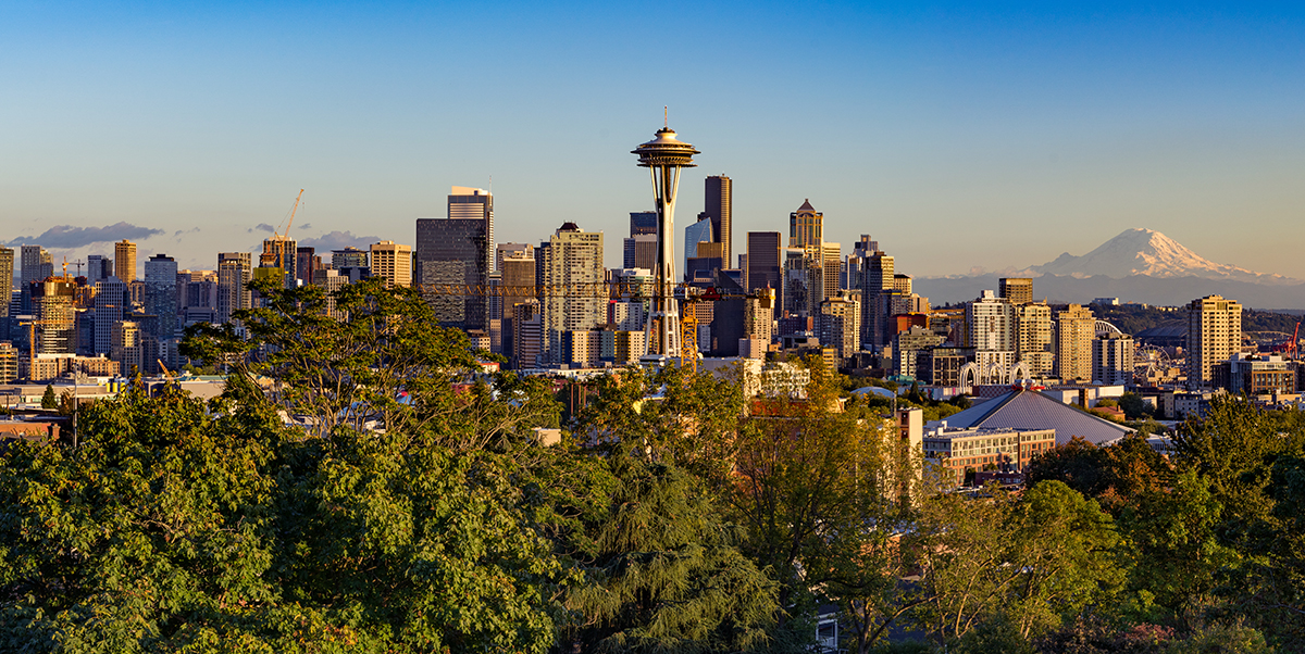 A cityscape of downtown Seattle as seen from Kerry Park in the Queen Anne neighborhood.